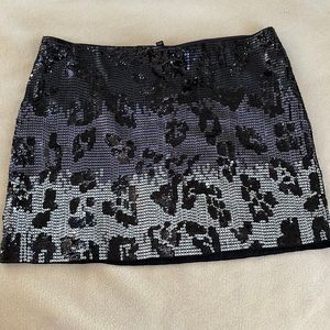 Express leopard sequin mini skirt
